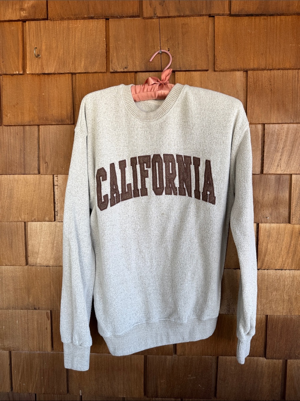 California Arch Crewneck Sweatshirt - Cream with Brown Lettering
